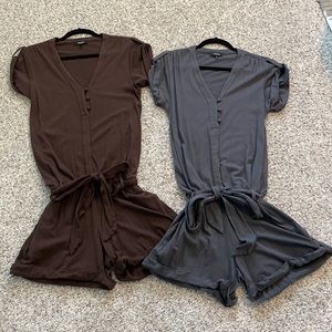 Express Brown and Gray Jumpsuits
